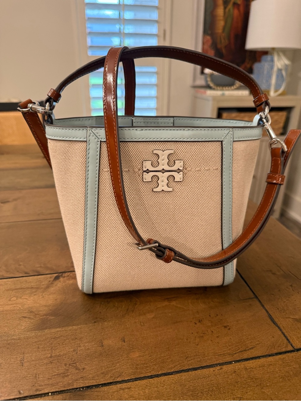 Tory Burch McGraw Small Canvas Bucket Bag